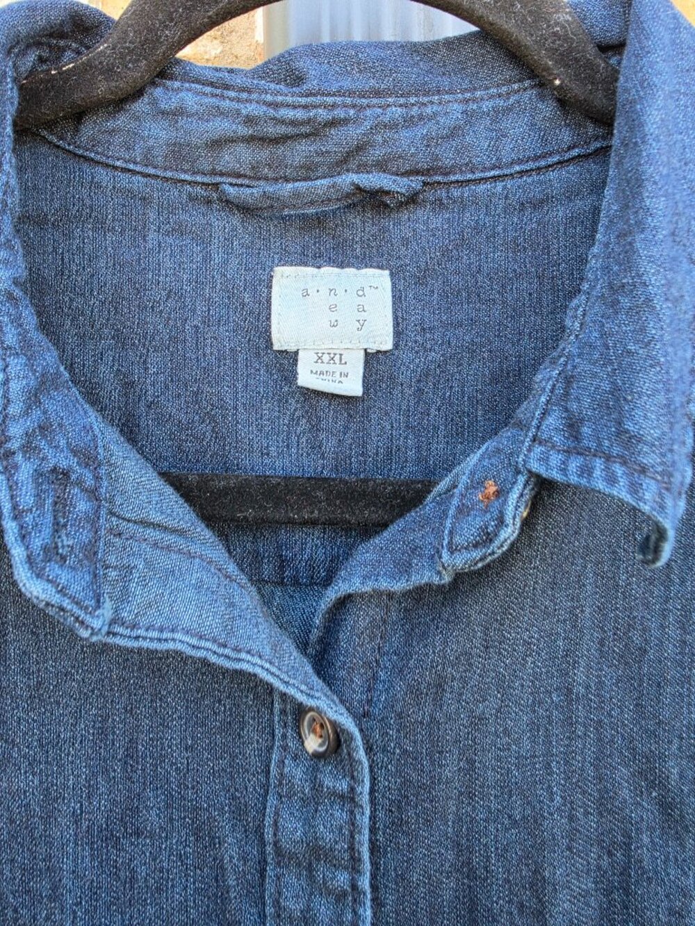 And a Way Dark Wash Chambray Button Front Shirt Dress XXL 100% Cotton - Picture 10 of 14